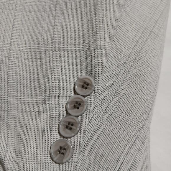 Stacy Adams Gold 40R Pale Grey Windowpane Fully-Lined Two-Botton Blazer - Picture 6 of 14